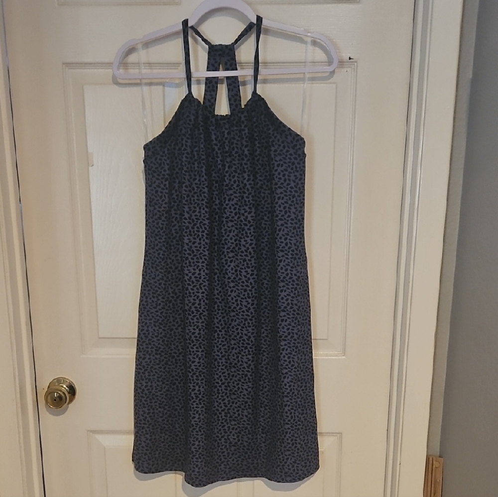 Eddie Bauer Black and Blue Animal Print Patterned Dress Size Medium.